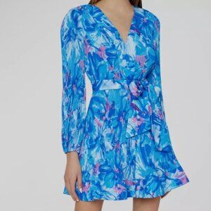 Milly Liv Pleated Dress - Blue Floral - Size 2